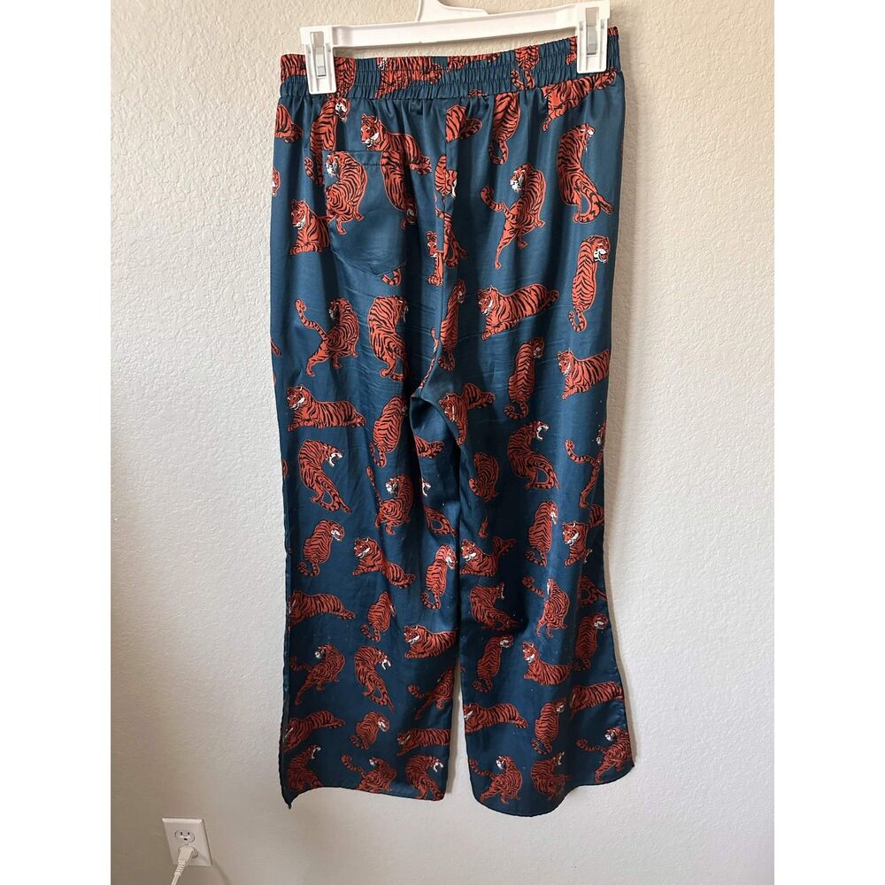 Dressed In Lala Tiger Satin Matching Set Oversized Button Up Tunic & Pants S - Picture 6 of 15